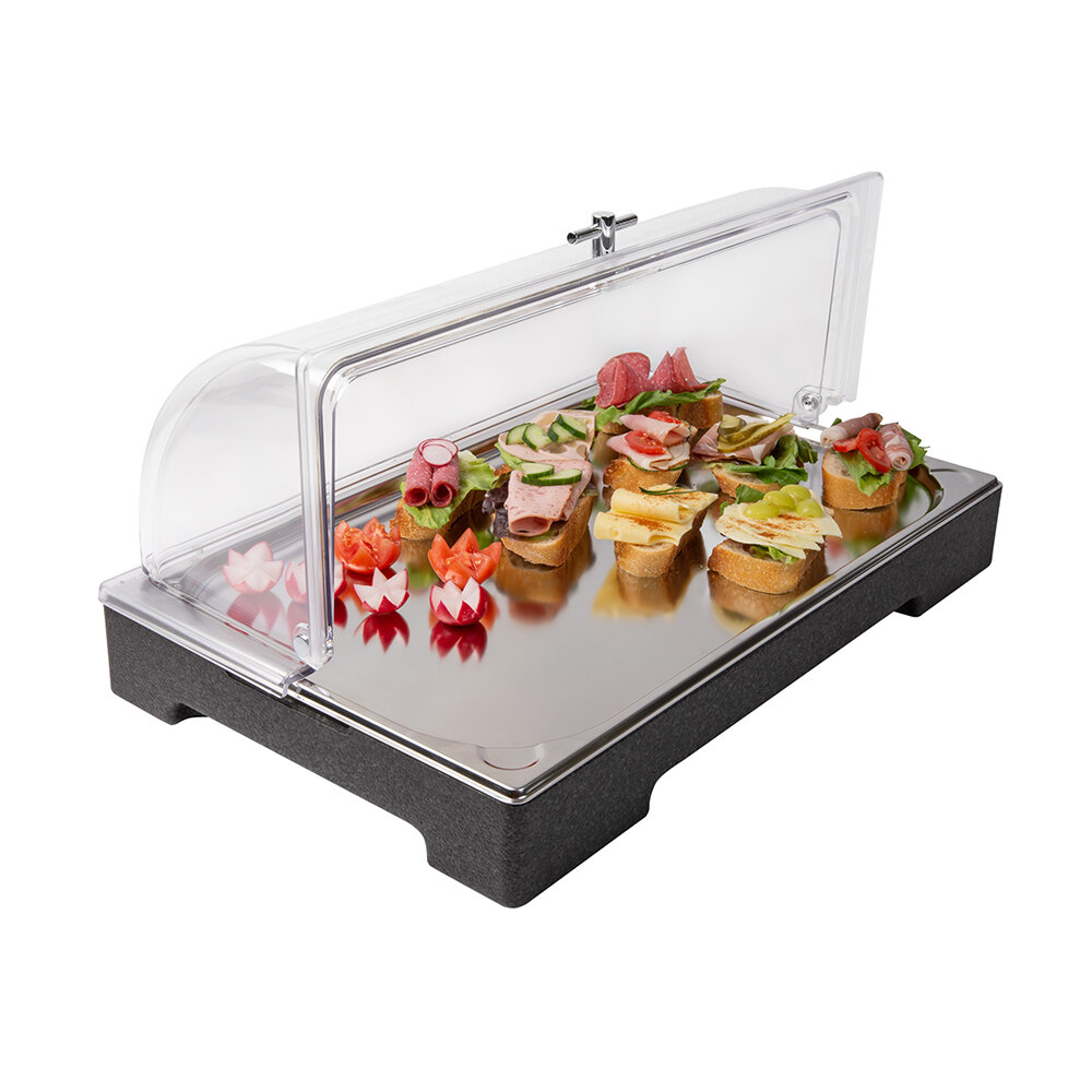 Kühlplatte Cooling Buffet Standard, Edelstahl GN 1/1, inkl. Rolltop-Haube Kühlplatte Cooling Buffet Standard, Edelstahl GN 1/1, inkl. Rolltop-Haube